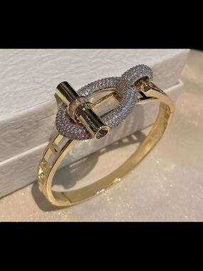 14kt gold plated minimalist pig nose two tone bracelet #349